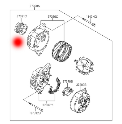 OEM 37322-2F000 373222F001 ALTERNATOR FREEWHEEL CLUTCH FOR HYUNDAI GRAND SANTA